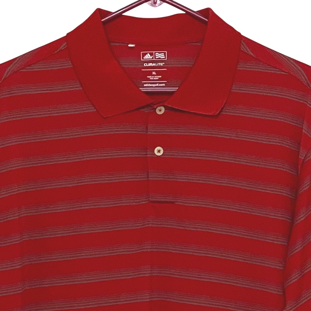Adidas Climalite Polo Golf Shirt Mens XL Red Striped‎ Preppy Athleisure Sporty
